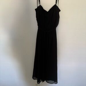 Gianni Bini Black Midi Chiffon Dress Large